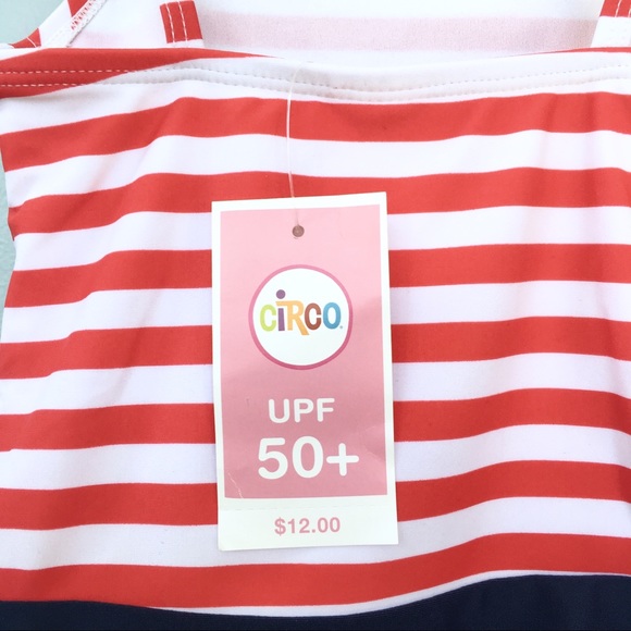 Circo Red & White Striped & Navy Bathing Suit - Picture 6 of 8